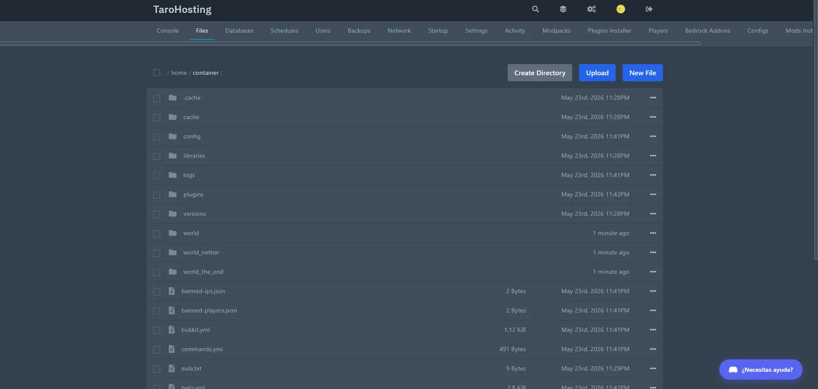 Panel de Control — Archivos